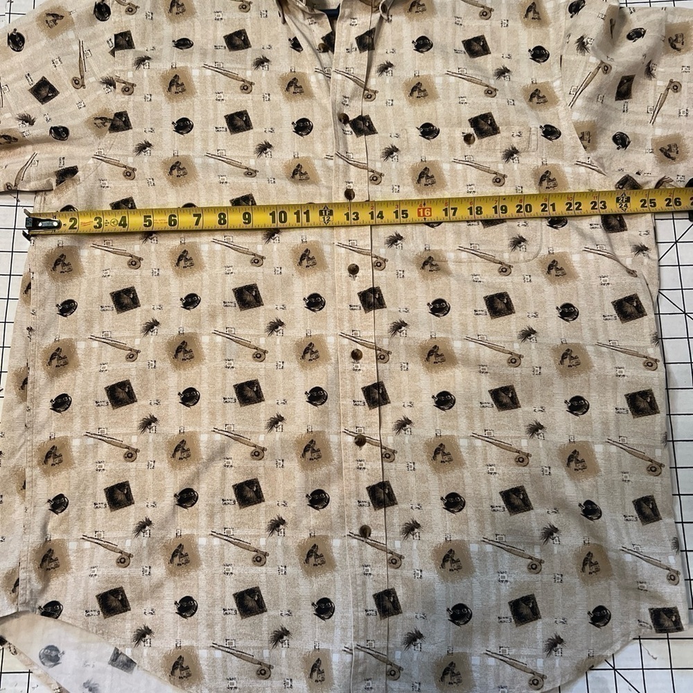 Roundtree Yorke Shirt Mens Large Fly Fishing Outdoor Camp All Over Print. - Picture 4 of 5